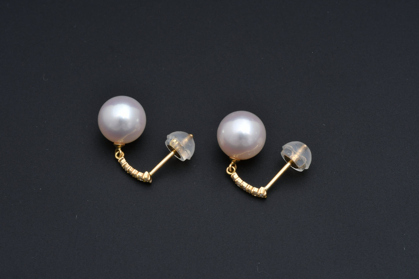 パール 8.0mm / × ダイヤ 0.03ct / K18 / ピアス__Aqua Grace（アクア・グレース）