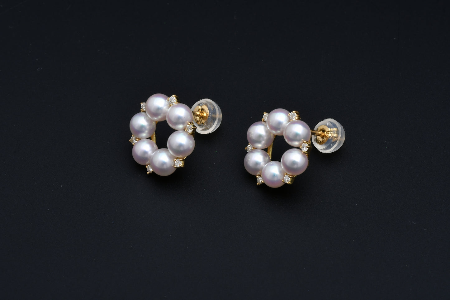 パール 4.0mm / × ダイヤ 0.05ct / K18 / ピアス__Aqua Grace（アクア・グレース）