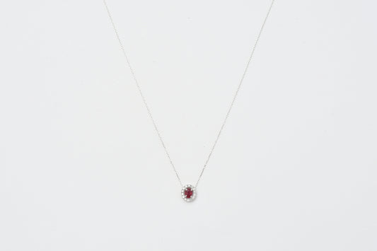 Ruby & Diamond Pendant Necklace Pt900_My First Jewelry マイファーストジュエリー