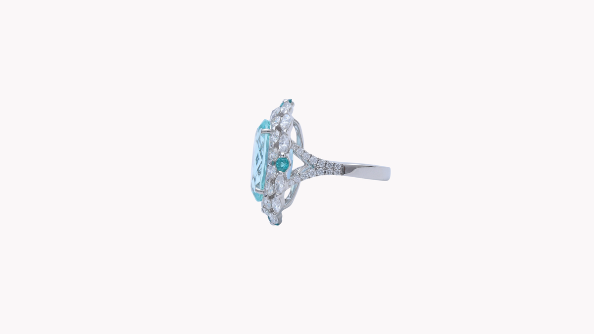 パライバトルマリン11.71ct・0.41ctとダイヤモンドをあしらったK18ホワイトゴールドリング 3