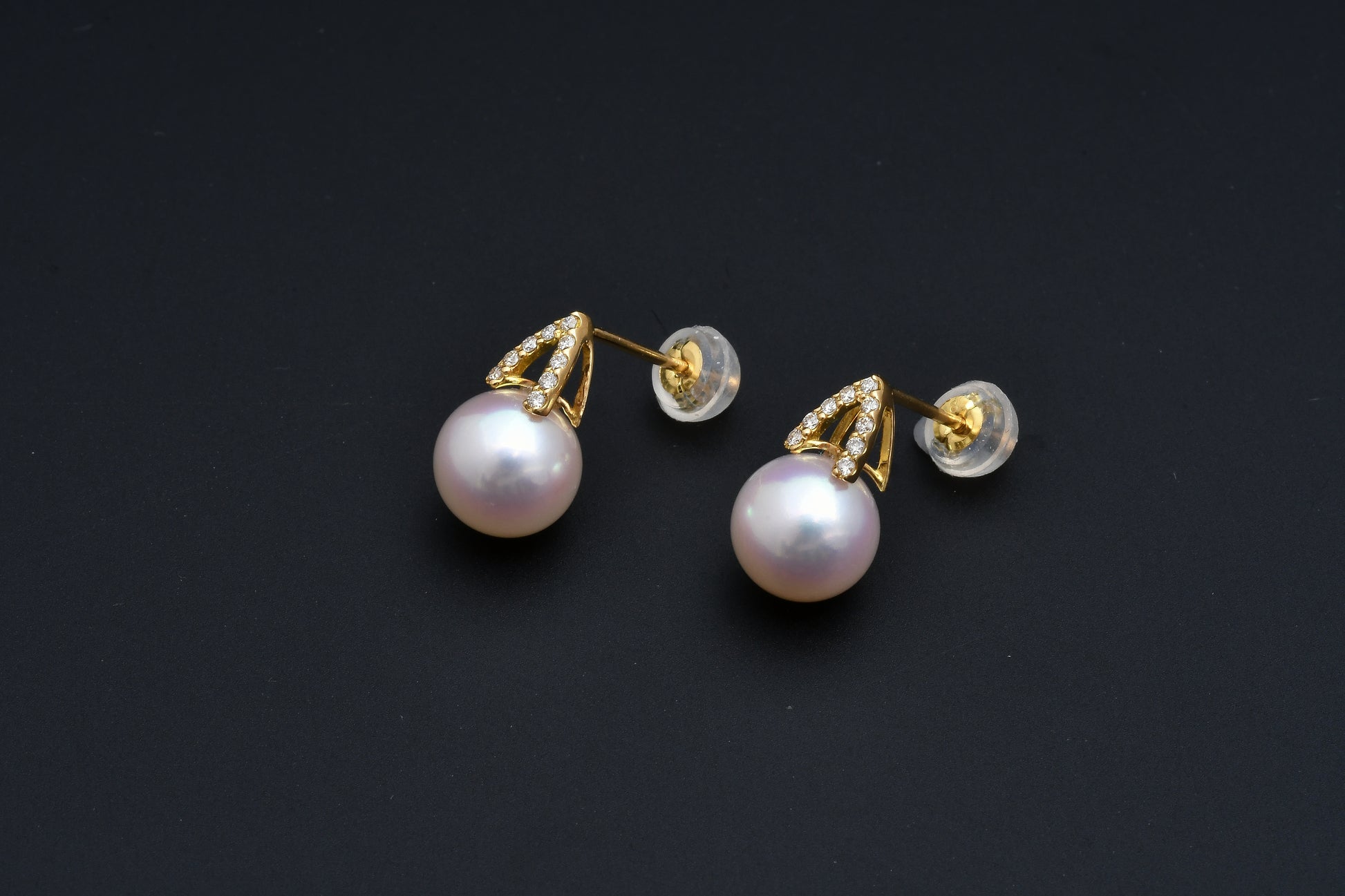 パール7.5mmとダイヤモンドをあしらったK18（18金）ピアス 3