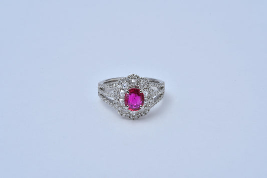 Pigeon-Blood Ruby Halo Pt900