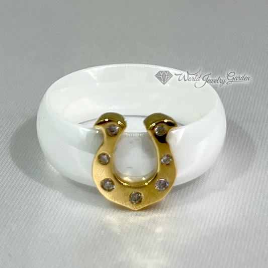 Ceramic &amp; Diamond 0.080 Horseshoe Combination Ring Japan First Century ~Japan First Century~ ws0029